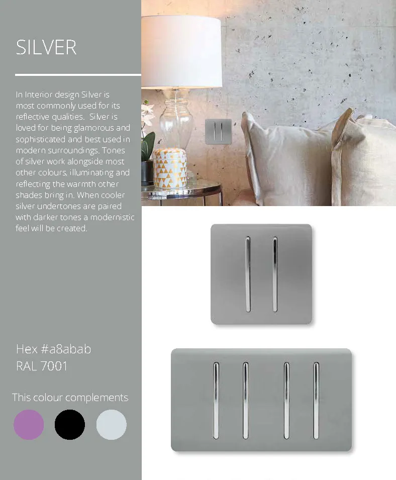 1 Gang 13Amp Switched Single Socket Silver ART-SKT13SI  Trendi Platinum Silver